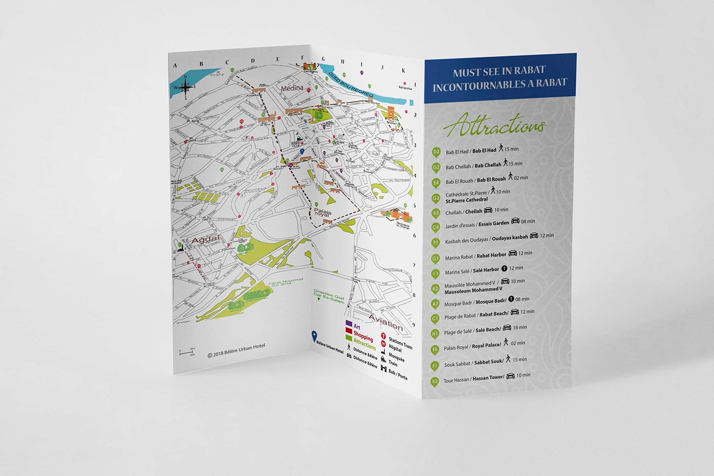 depliant Guide touristique  hotel Iconographie localisation maps rabat zone rabat
