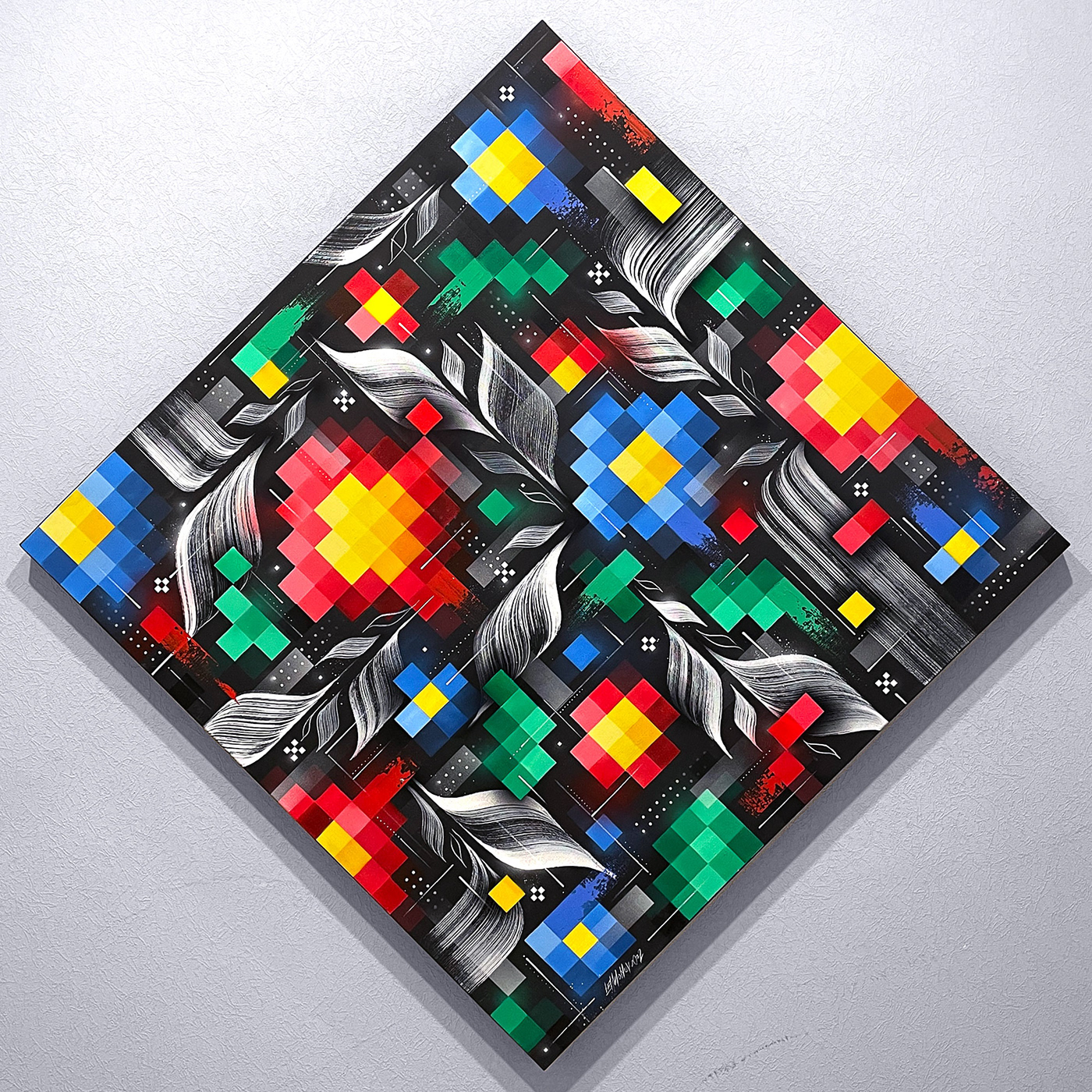 canvas art pixelart abstract pattern floral