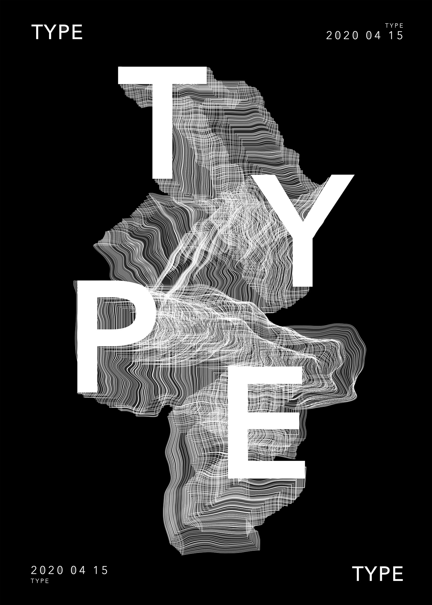 black & white black and white design distortion letter poster type typographic