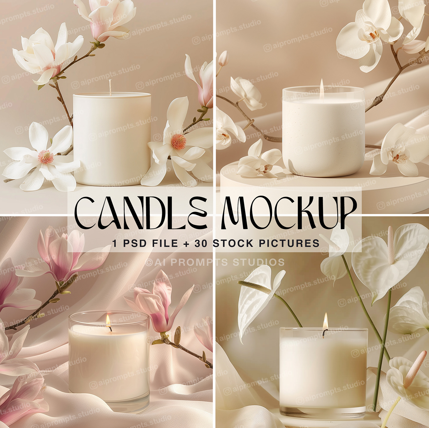 candle candle mockup Mockup flower Small Business AI Images ai mockup ai designer