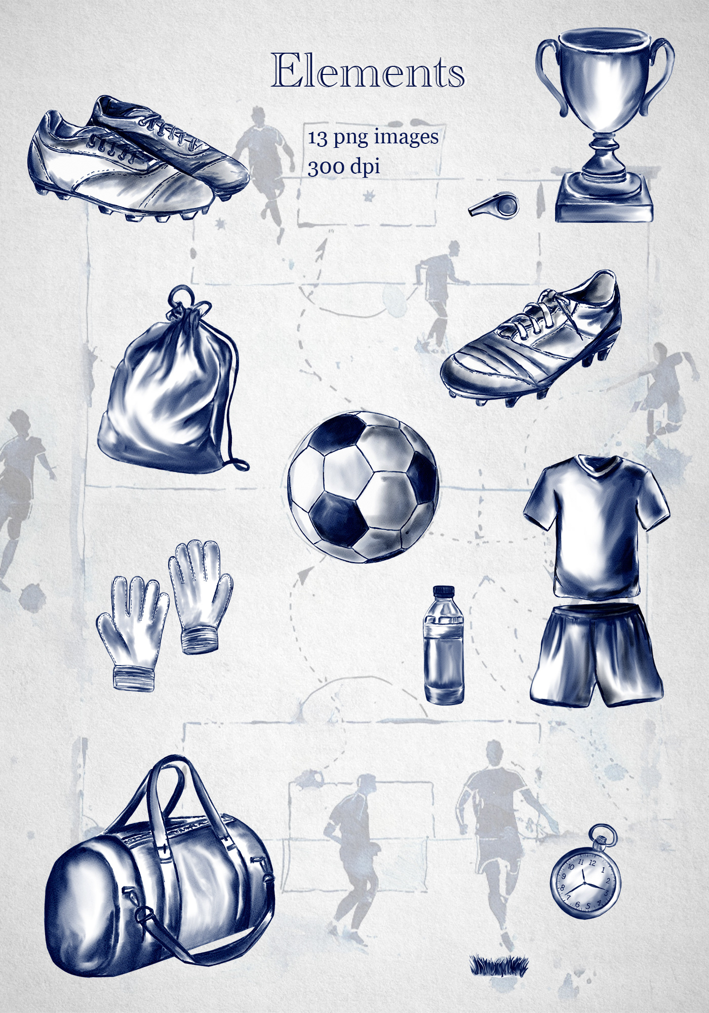 soccer football sport play player ball uniform ILLUSTRATION  watercolor Digital Art 