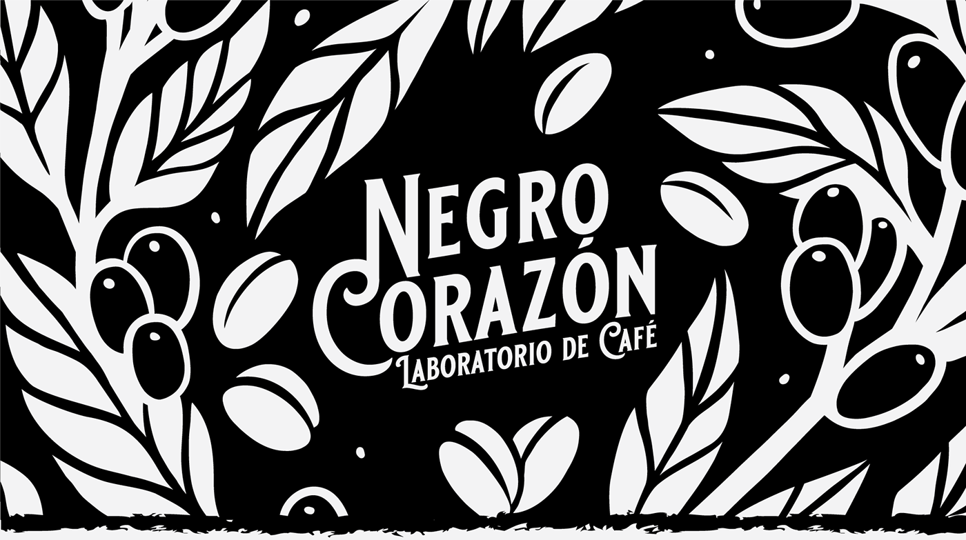Coffee corazon black vector Label etiqueta mexico