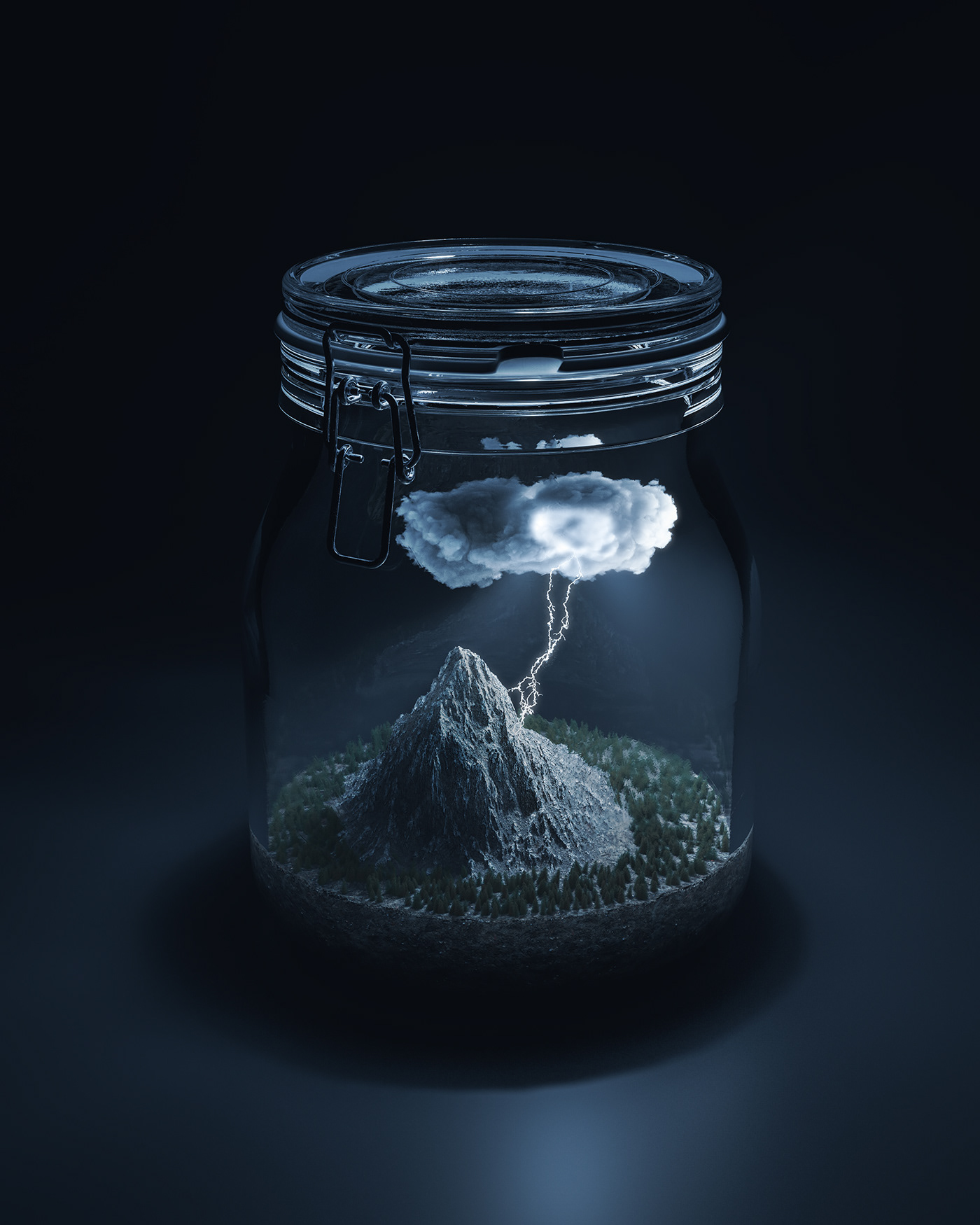 3D rendering CGI mountain thunderstorm cinema 4d redshift