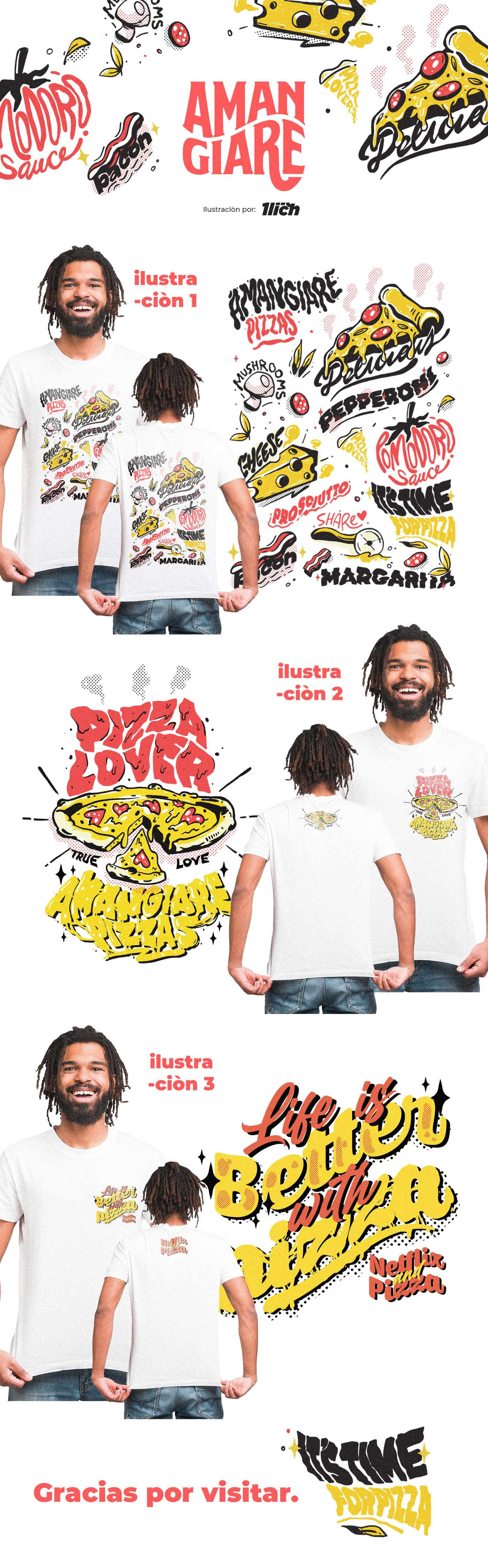 artwork artworks brand identity Digital Art  diseño diseño gráfico Food  ILLUSTRATION  Pizza publicidad
