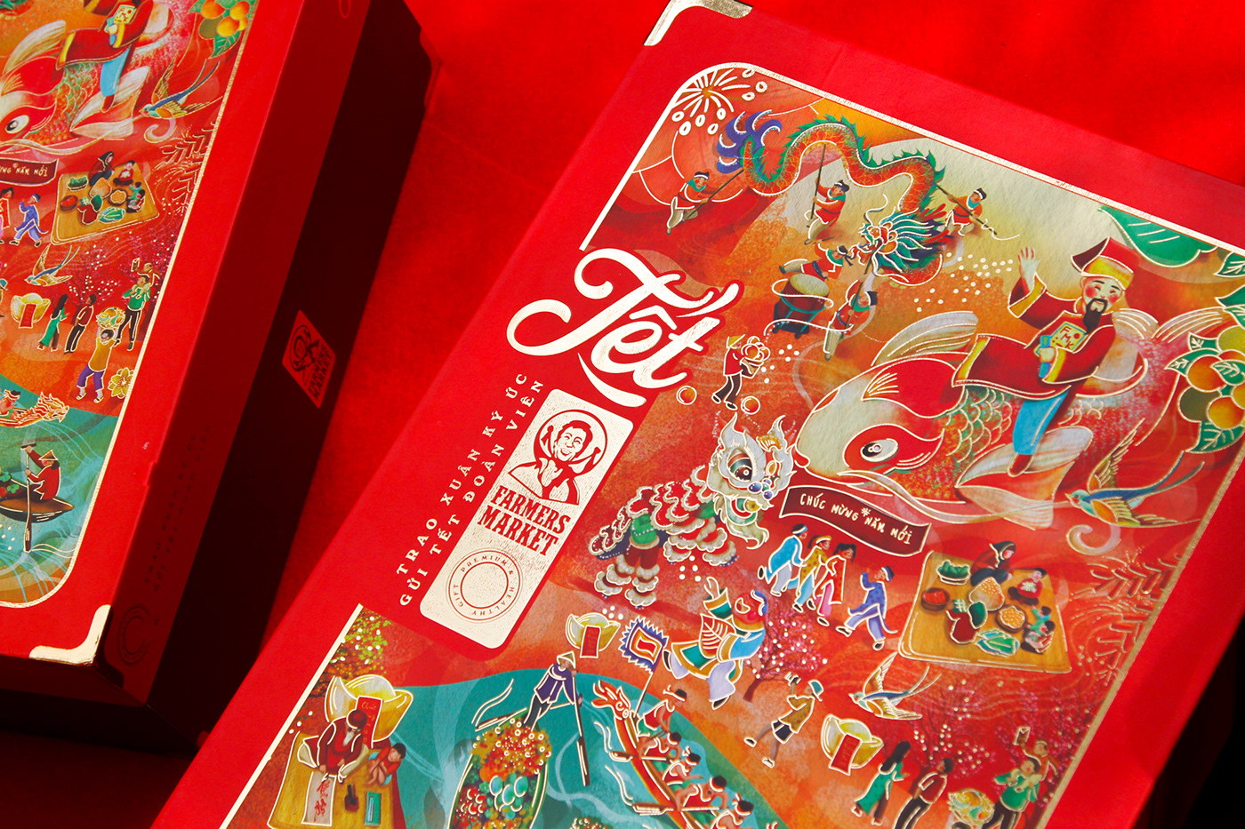 tet vietnam Lunar New Year gift box traditional ILLUSTRATION  Packaging
