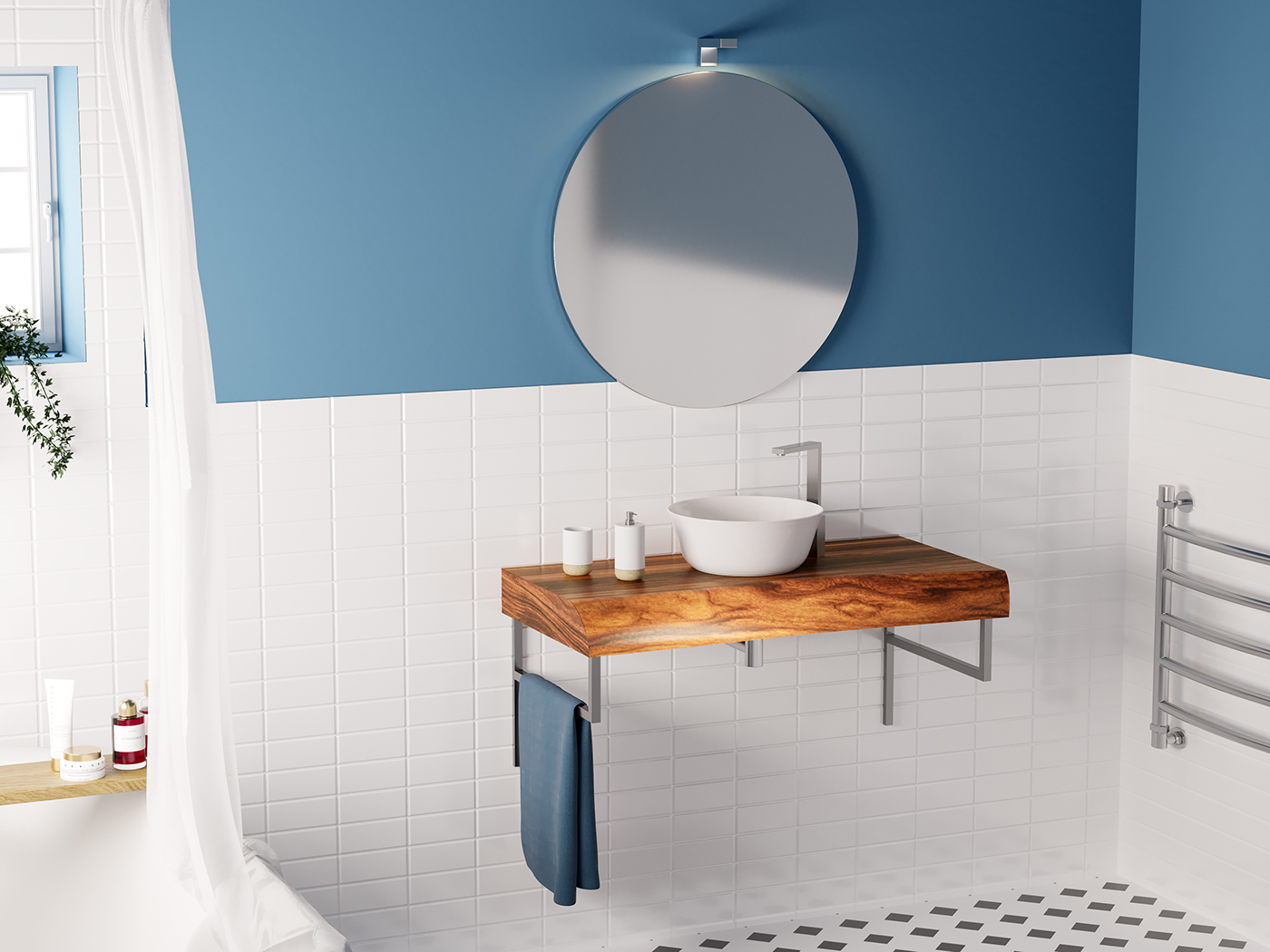 furniture design  interior design  wood bath bathroom architecture CGI photorealism Render c4d