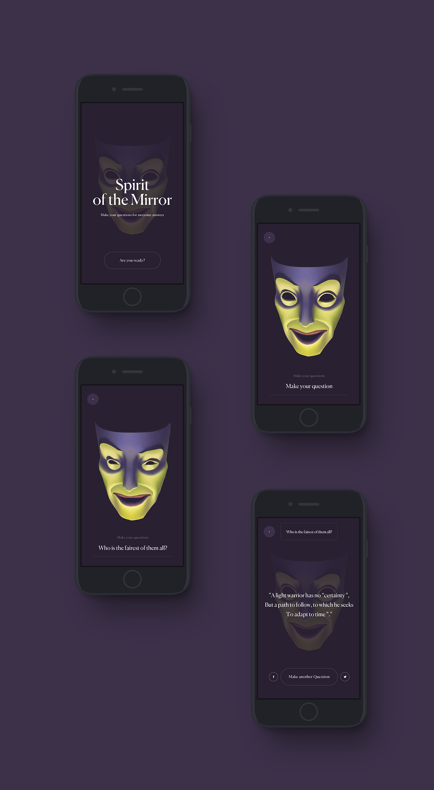 art direction  interactive design mobile app spirit mirror UI/UX interactive design