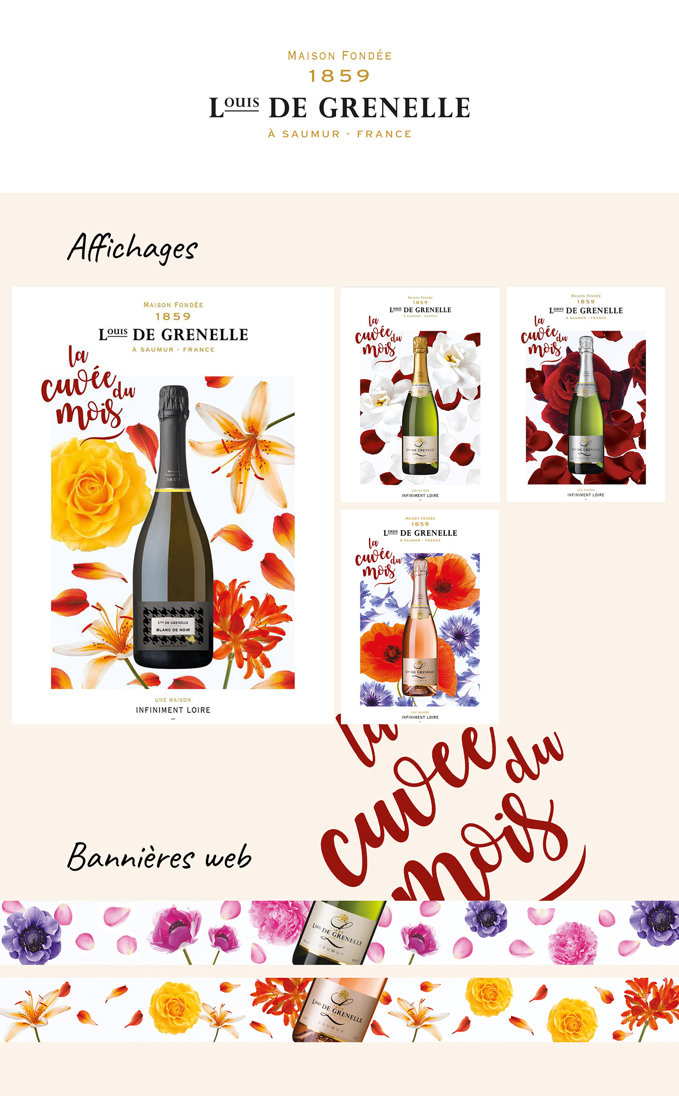 Champagne print Flowers Packaging digital graphisme design france