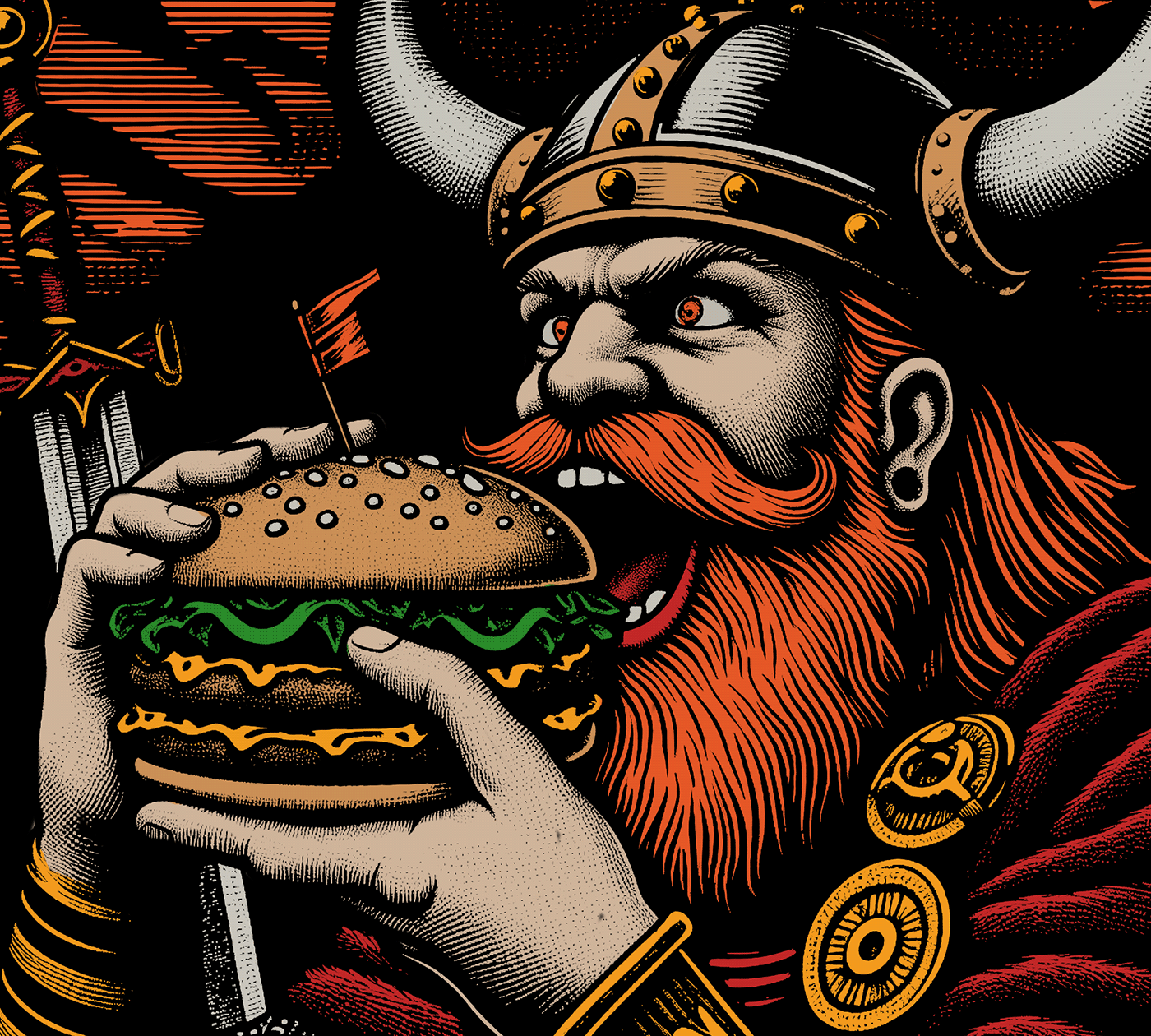 Burgers hamburger branding  brand logo viking Logo Design Logotype identity