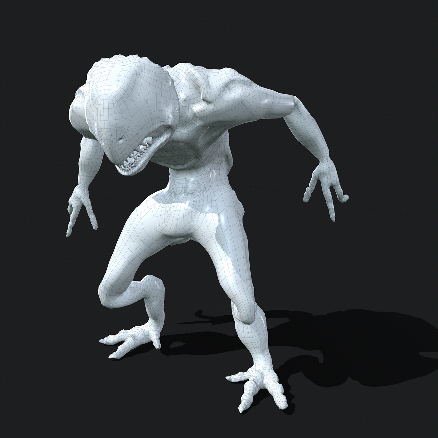 creepy mutant concept zombie fleshy animal 3D Render Character gamecharacter