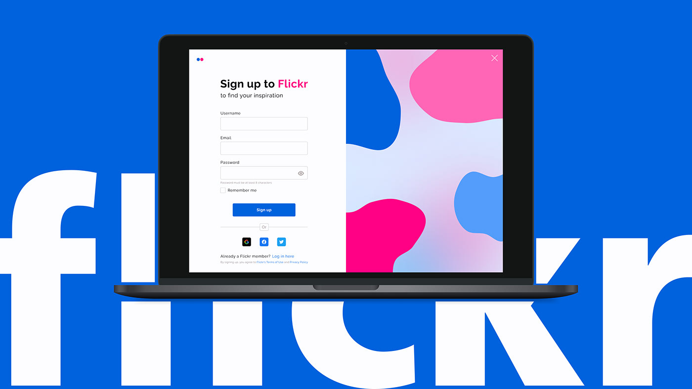 flickr Form Log In login registration sign in sign up UI ui design UI/UX