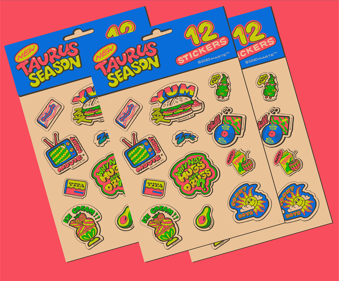 80s Astrology burger Candy facebook sticker ice cream instagram sticker stickers taurus weed