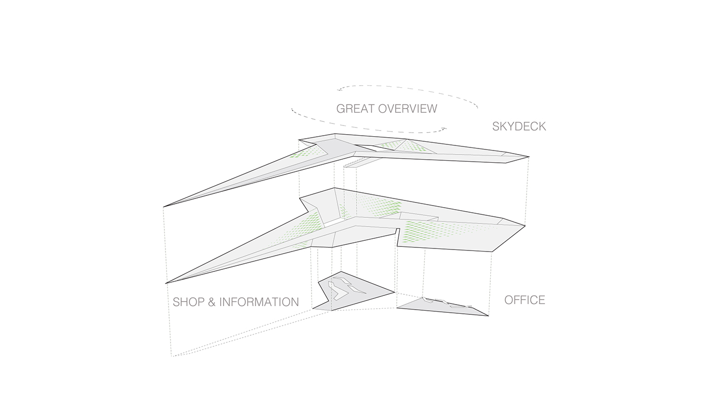 expo milano Competition green diamond  information pavilion gradient design Exhibition  White Skydeck Overview AC-CA