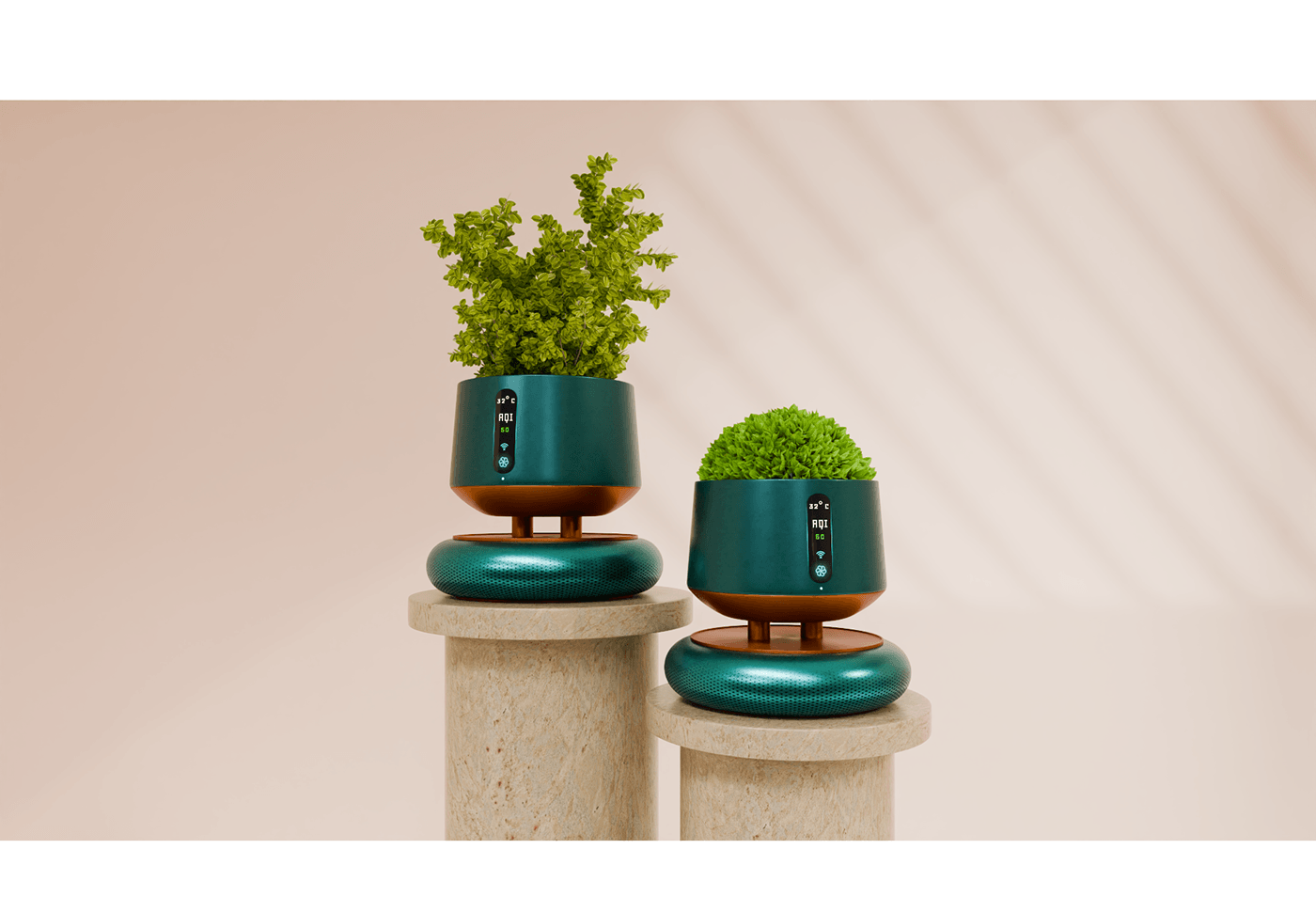 product design  industrial design  AirPurifier productvisualization indoor plants 3d modeling modern Sustainability Nature Plantpot