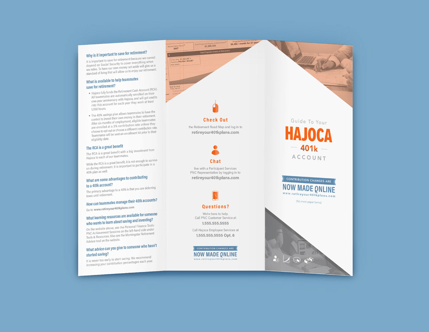 brochure 401k print collateral corporate branding  Hajoca Clean Design Layout Angles monotone