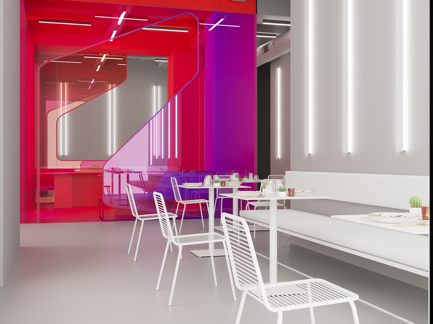 3D bar cafe Contemprorary corona design Render restaurant rose