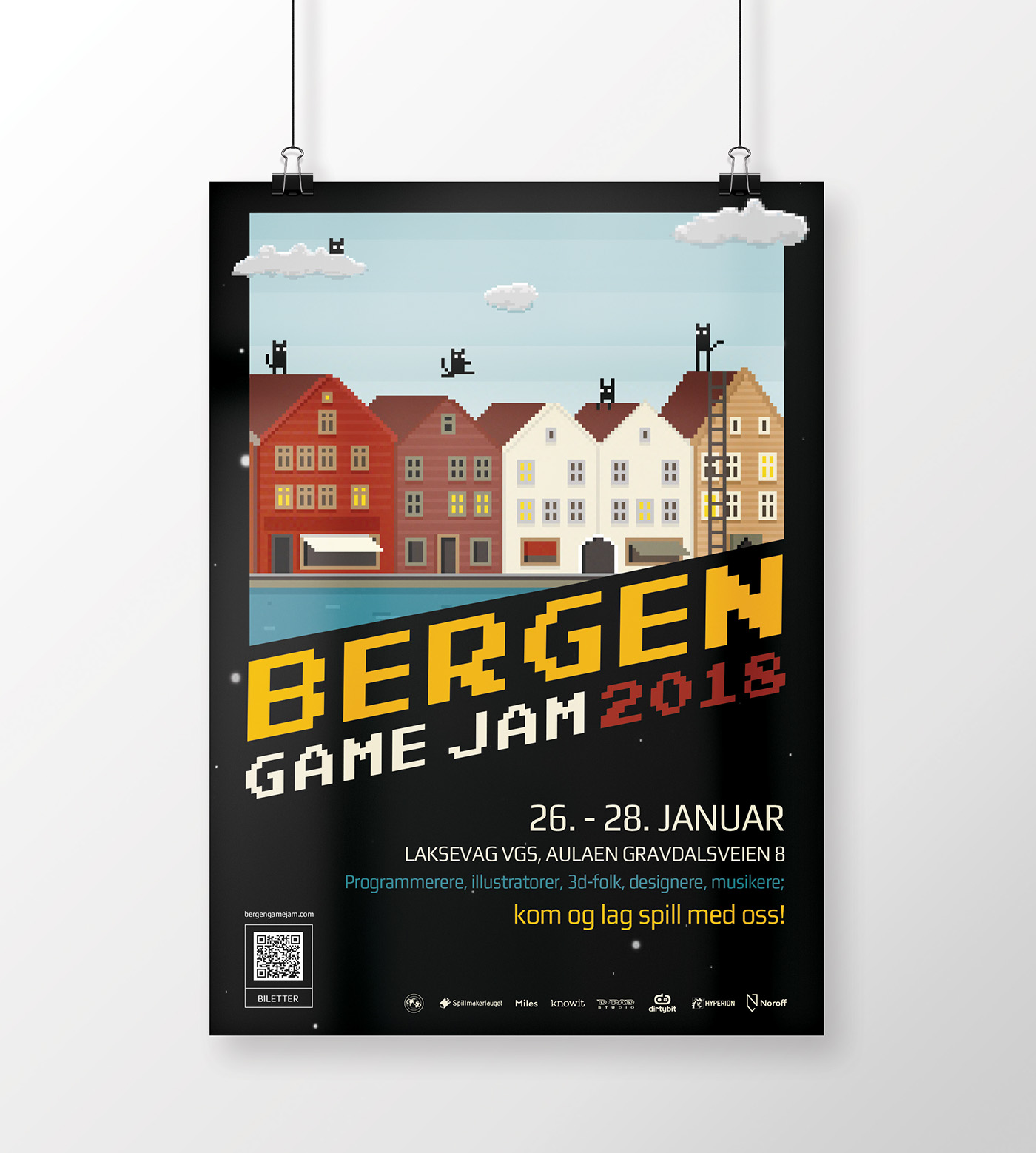 ILLUSTRATION  Pixel art Game jam Bergen bryggen cats