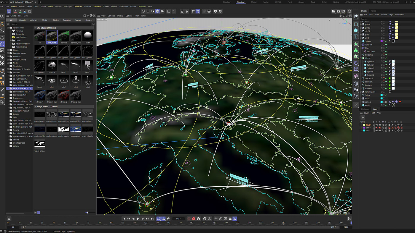cinema4d earth globe gumroad motion graphics  Octane Render plugins digital world