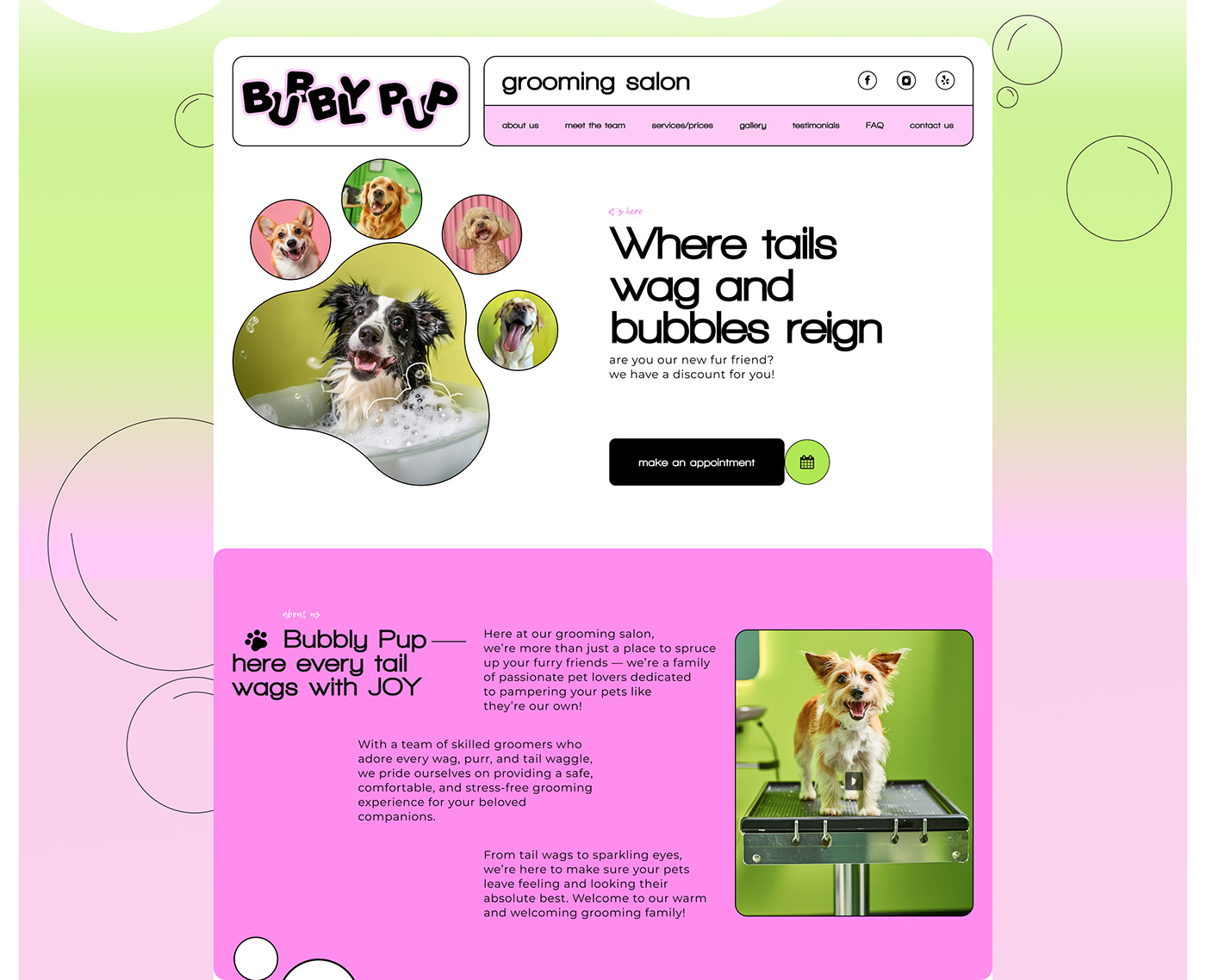 ux/ui Website landing page Figma Grooming Salon  ui design user experience dogs design