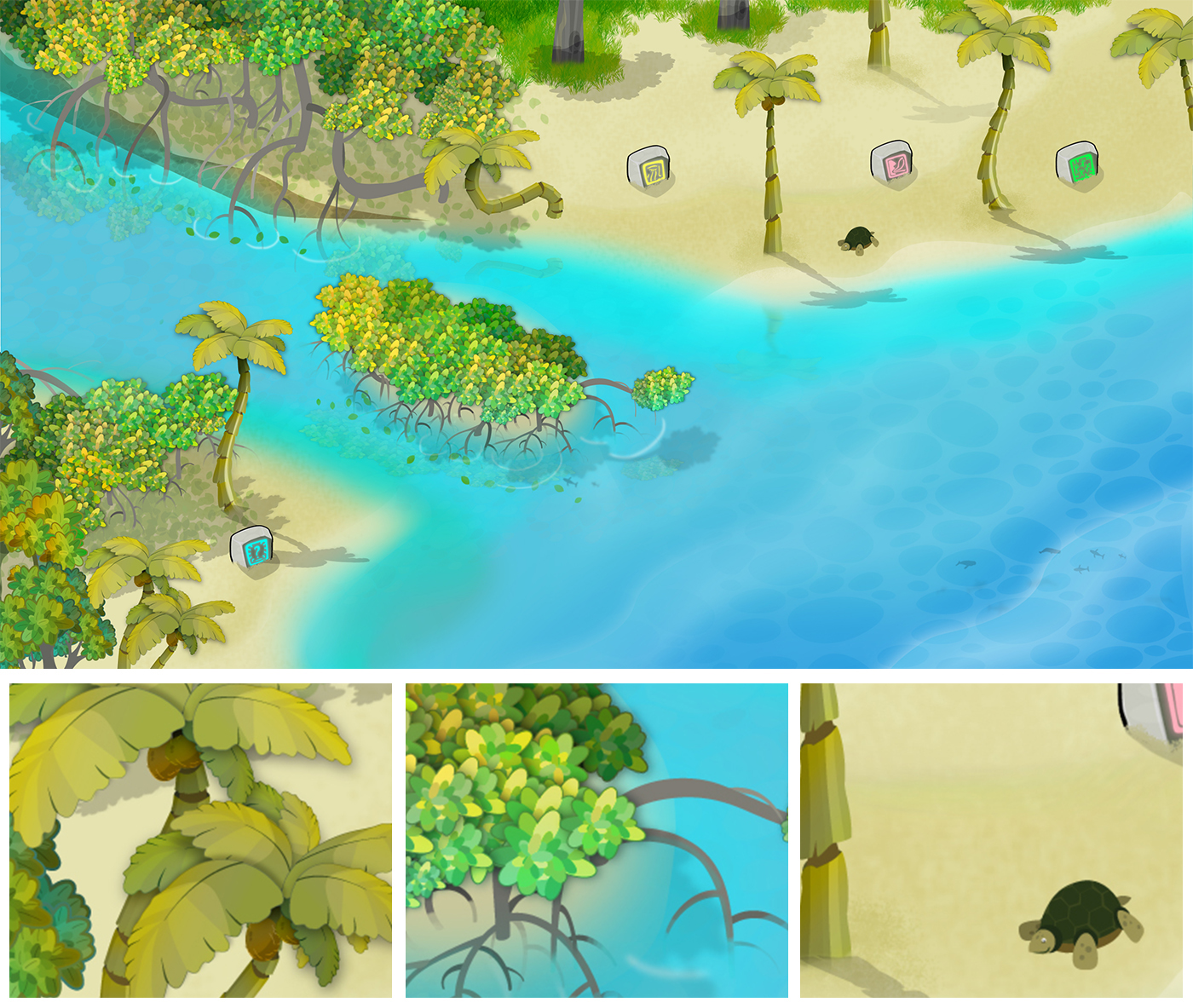 backgrounds Videogames Edugame water Mascot background Education environment river desert paramo sea assets Game Art Game Dev