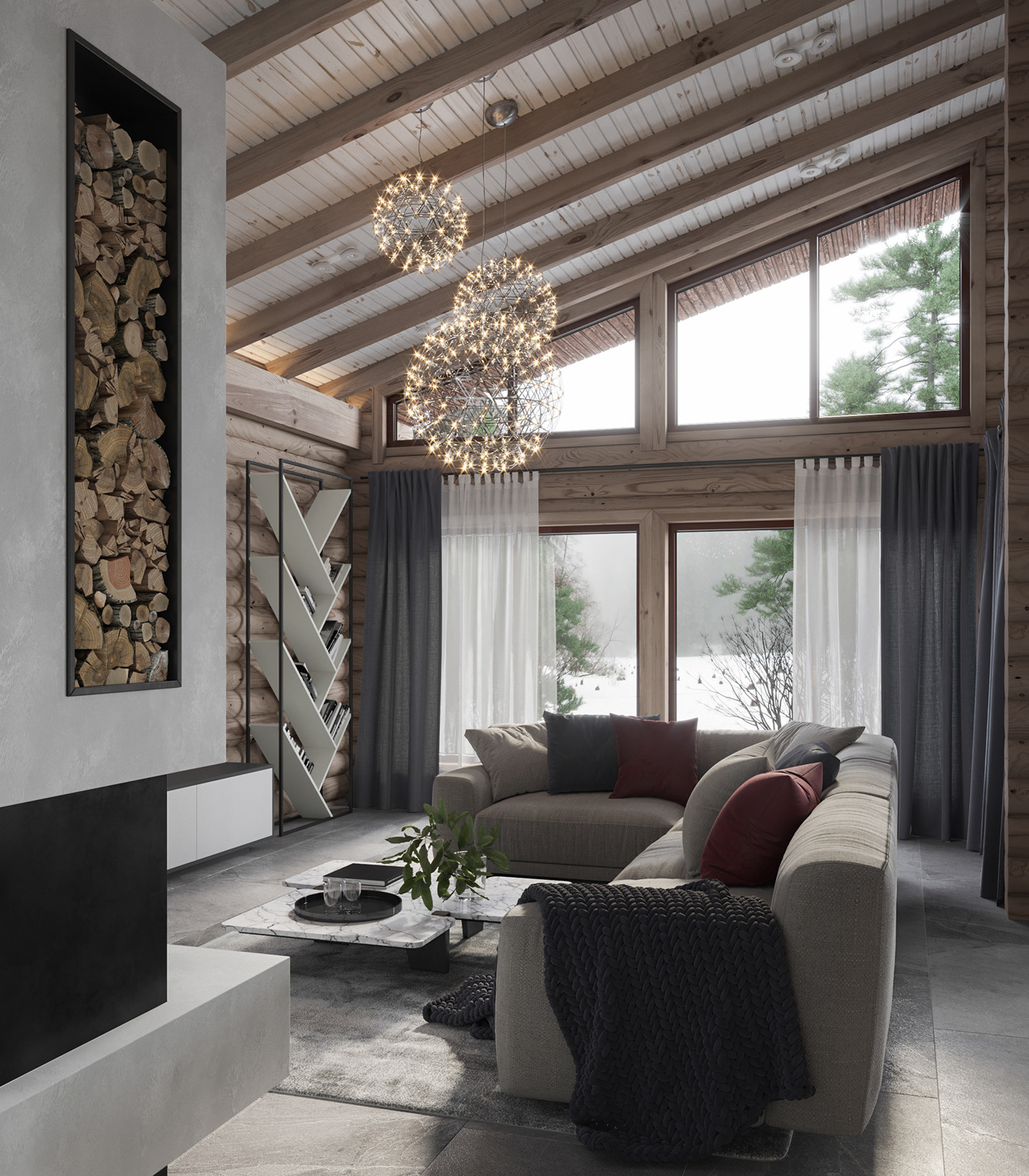 Interior 3ds max design wooden house belarus interior design  art minsk visualization