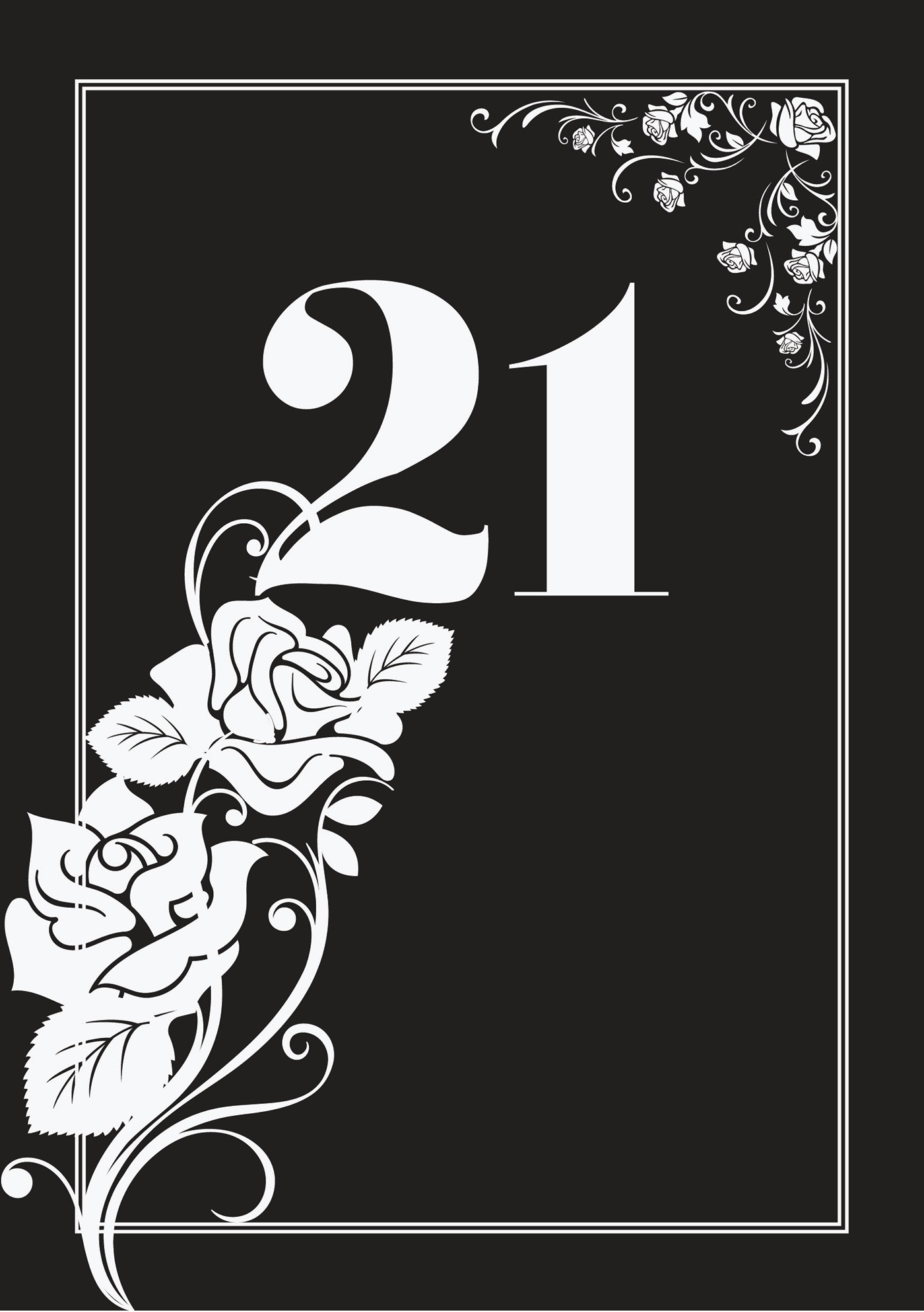 black White 21st Birthday Invitation Allwhiteparty