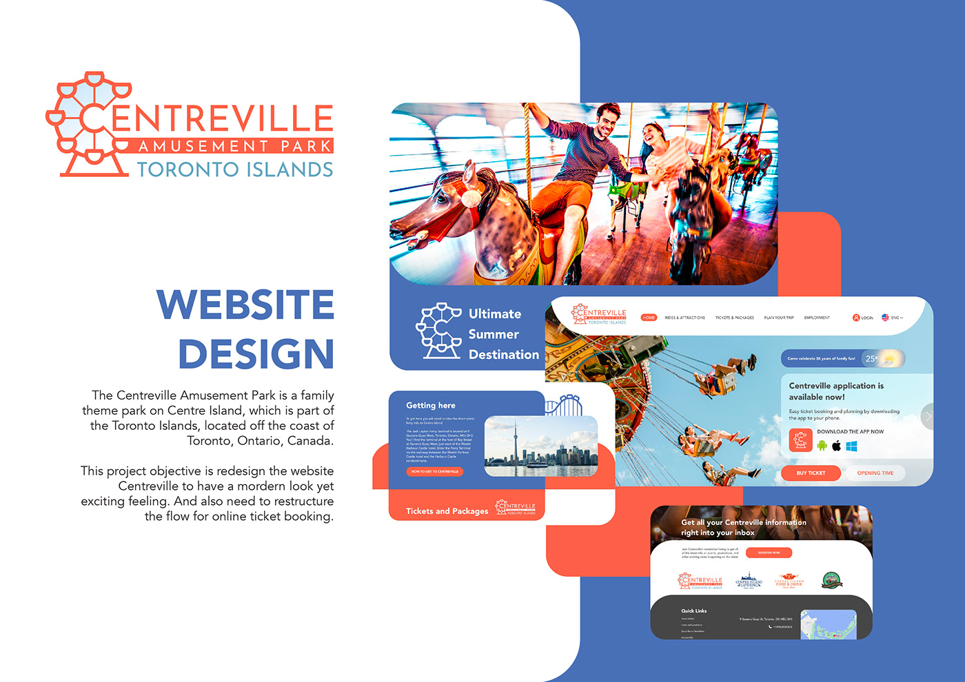 amusement park art direction  Centreville graphic design  prototype UI uiux ux Web Design  Website