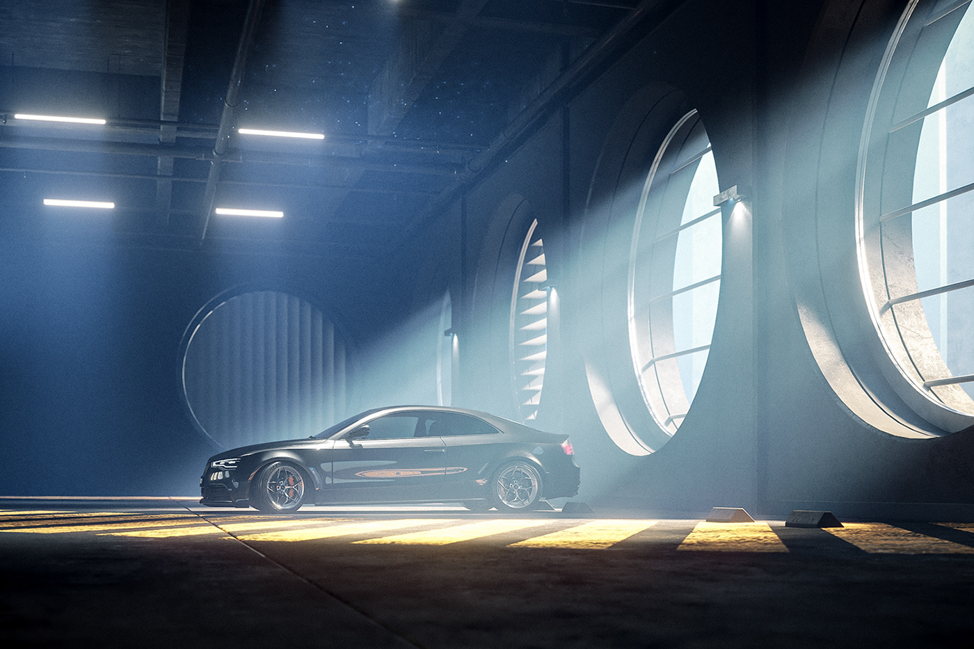3dsmax Advertising  automotive   CGI design ILLUSTRATION  Render showroom sports car vray