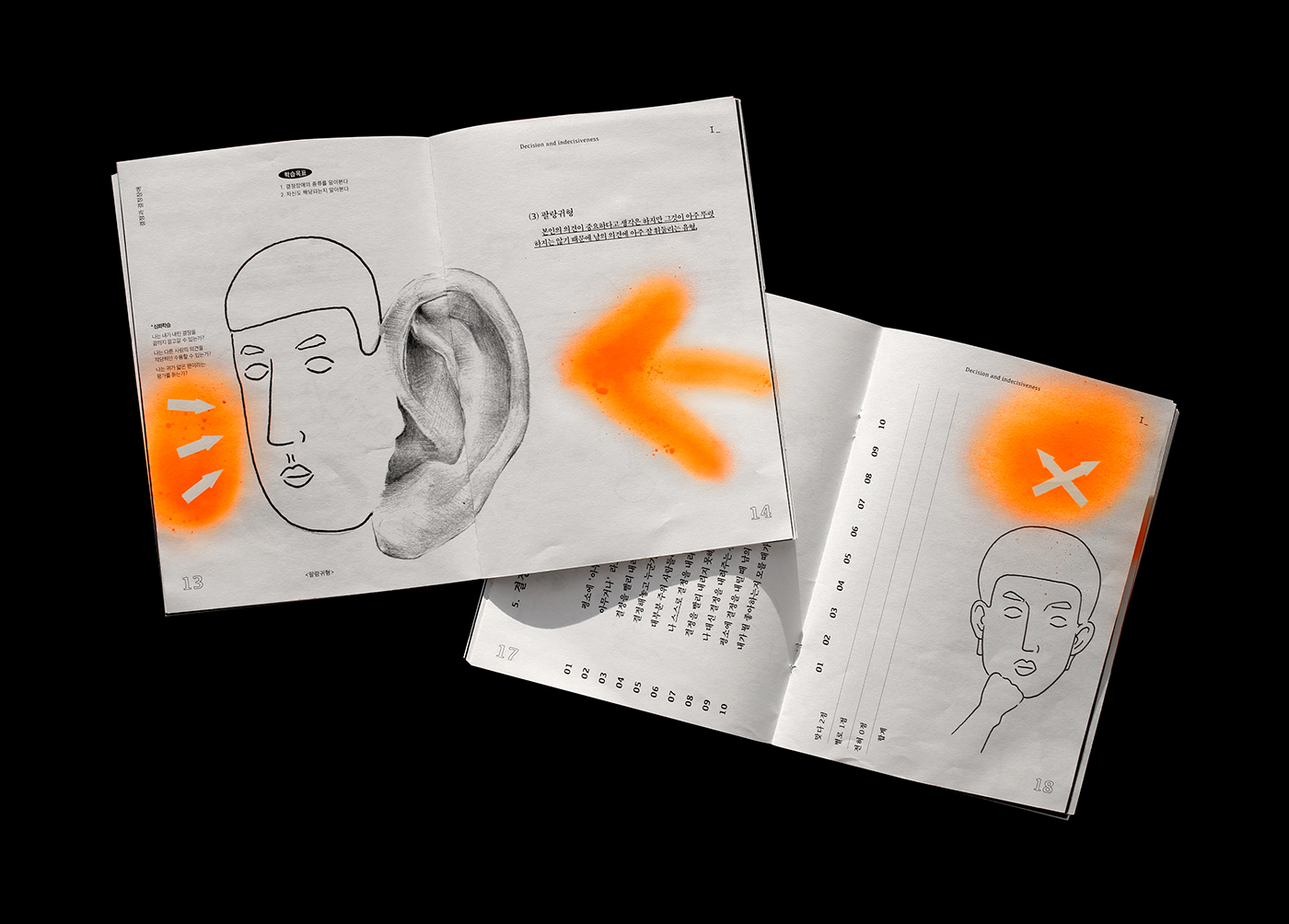 Korea textbook ILLUSTRATION  orange book spray print editorial graphic art direction 