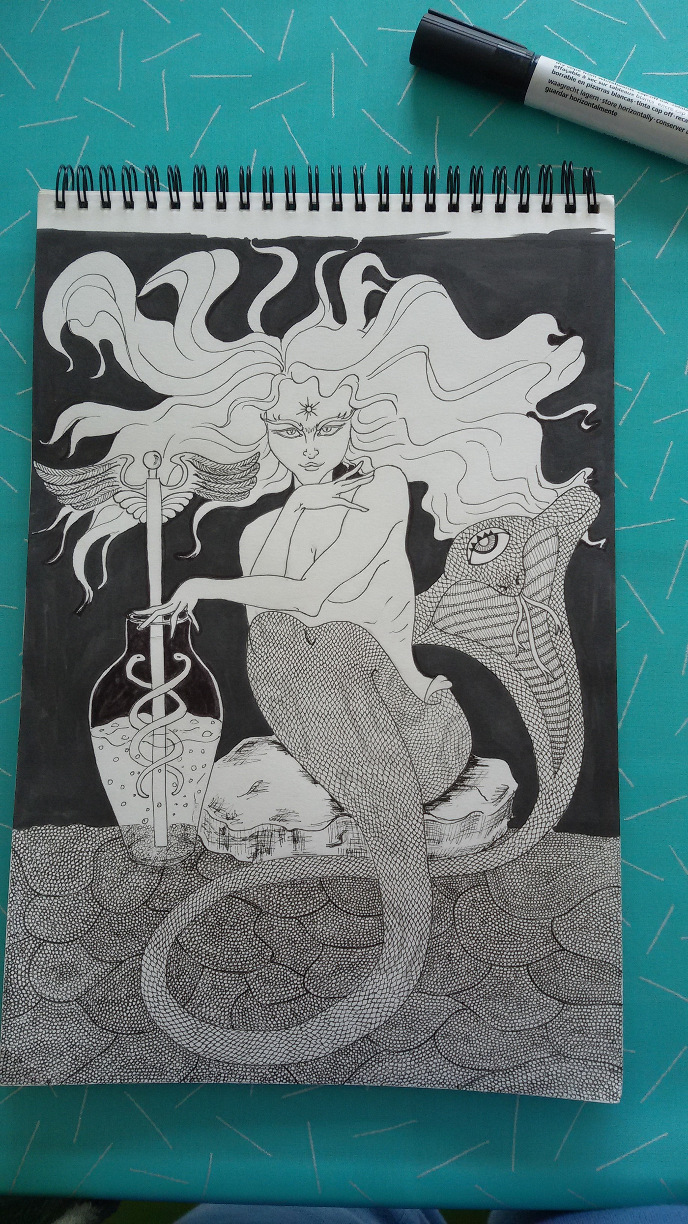 gueen ILLUSTRATION  legend Medecine mythology persian mythology red hair serpent shahmaran woman