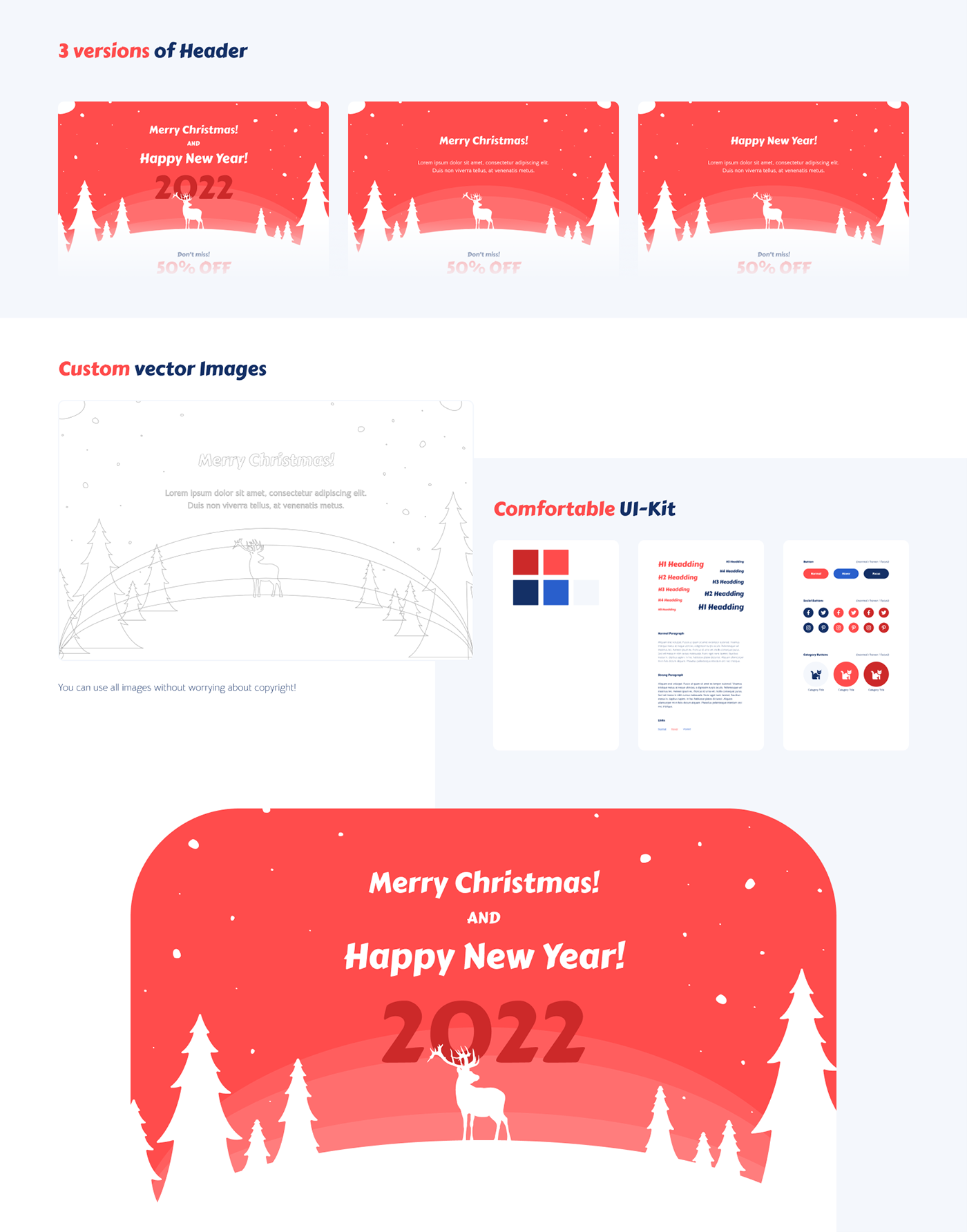 Christmas deer discount Email holidays minimal new year pine trees snow winter
