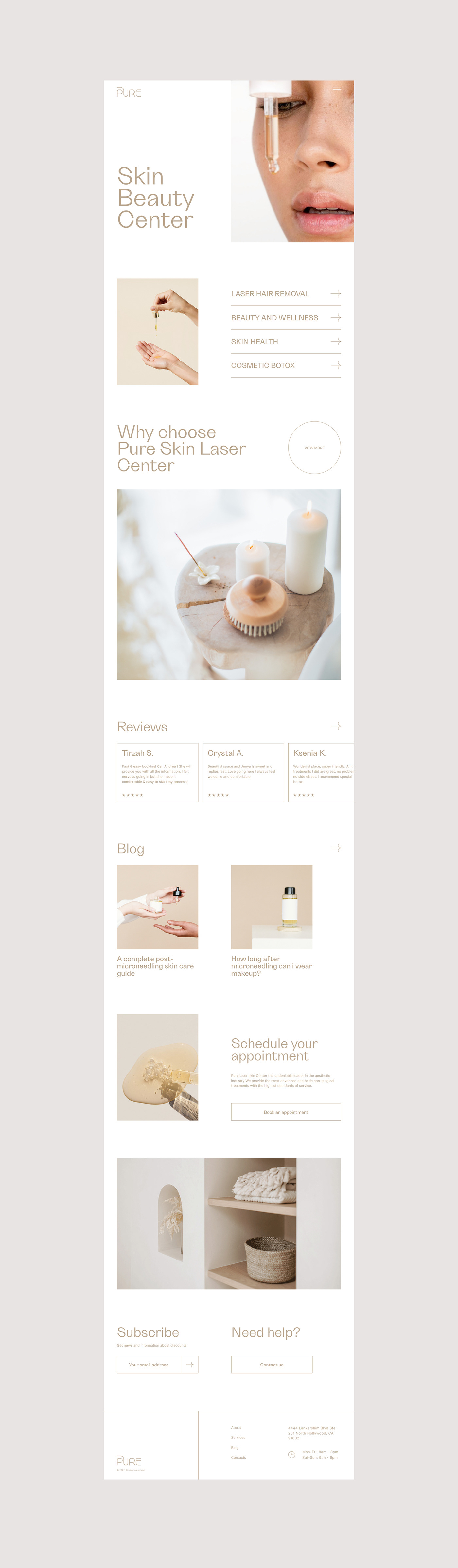 beauty design Figma landing page skincare Website clinic Cosmetology UI redesign