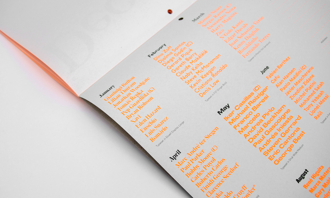 print design football soccer sport typography   type calendar Layout paper