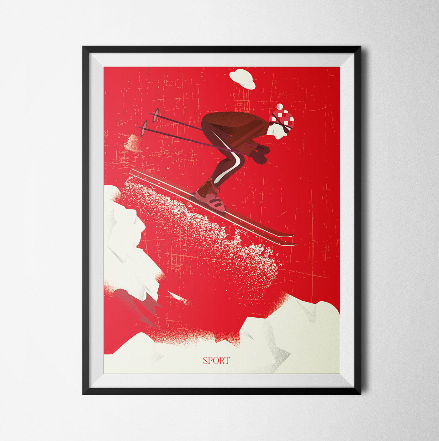 affiche ILLUSTRATION  Fashion  voyage Food  home sport red Ski 插画
