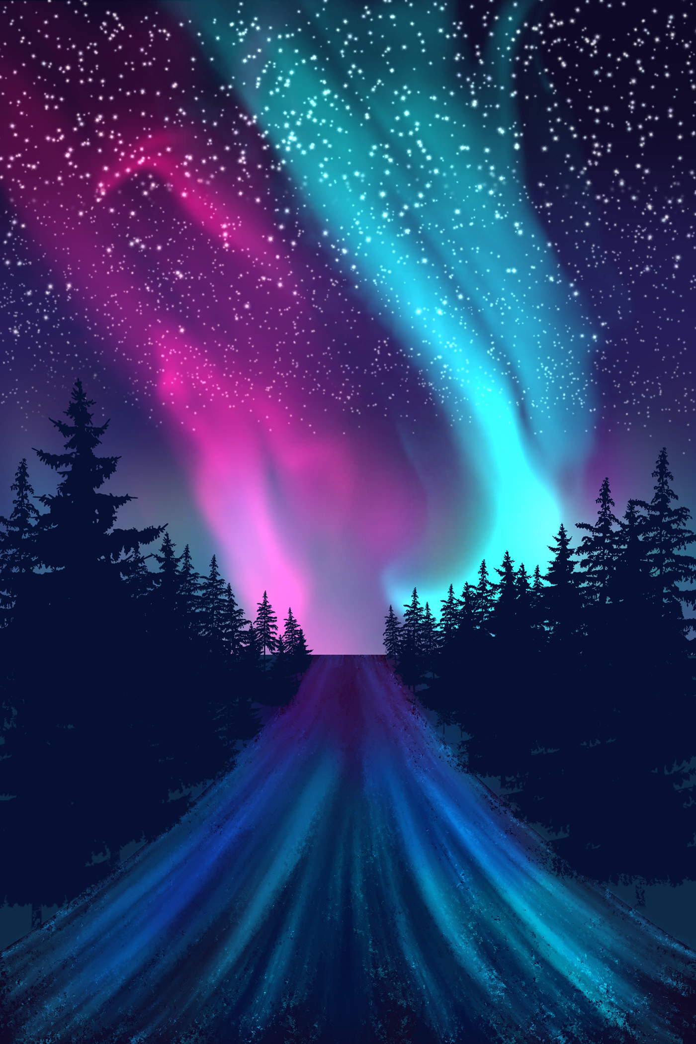 aurora Aurora Borealis Digital Art  digital painting nothern lights Procreate