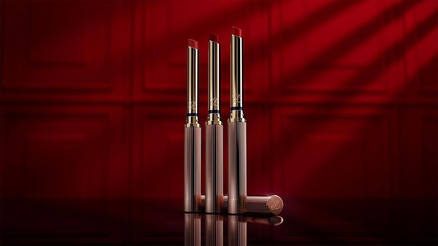 beuty Estee Lauder lipstick product CGI motion design after effects animation  makeup