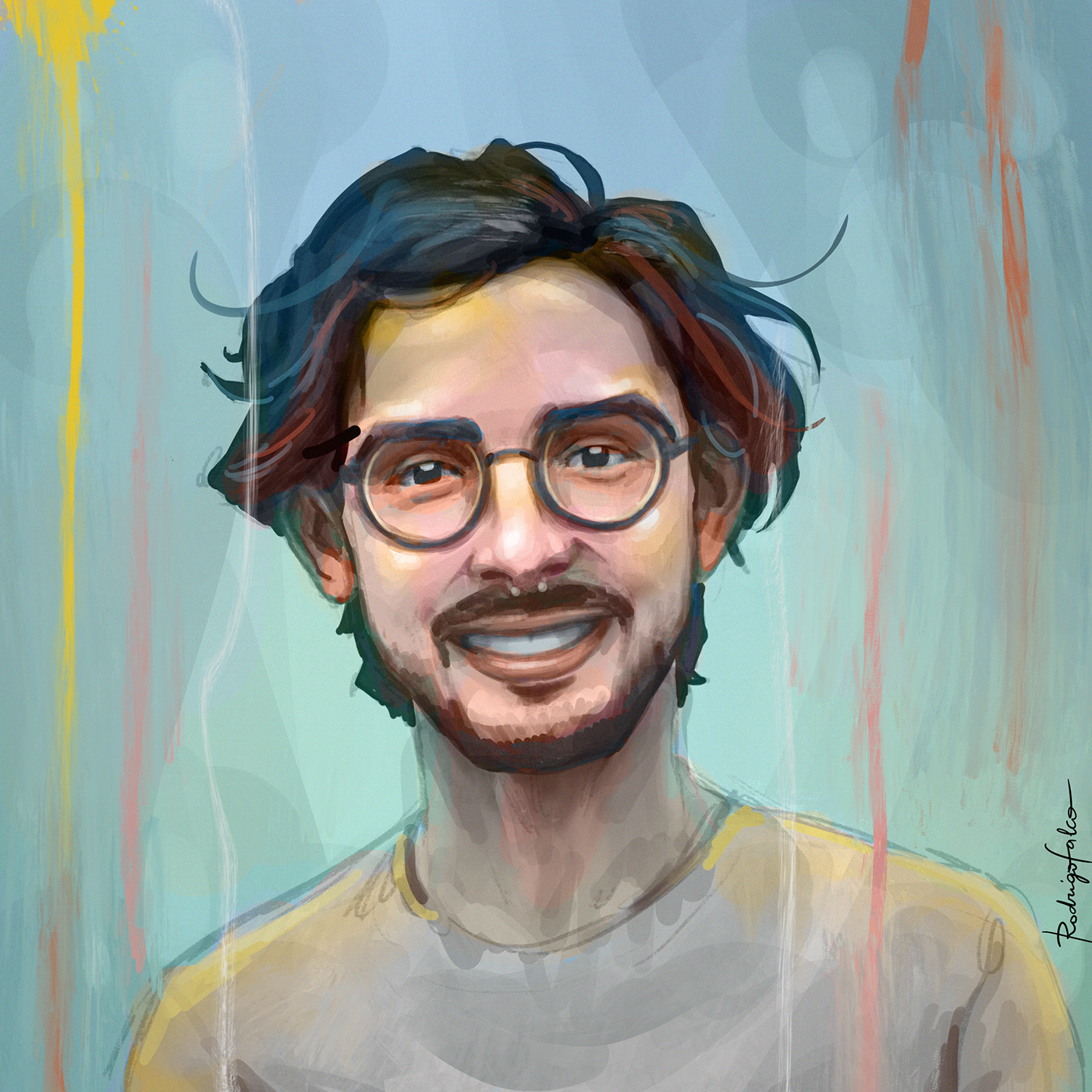 self portrait portrait digital painting ipad pro Procreate Digital Art  Freelance Freelance Artist