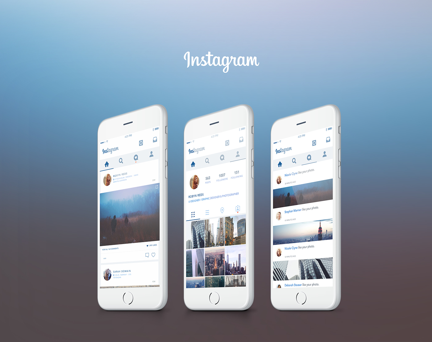 free ui free ui kit gratis boundle free mockup  Mockup instagram redesign app ios apple iphone social