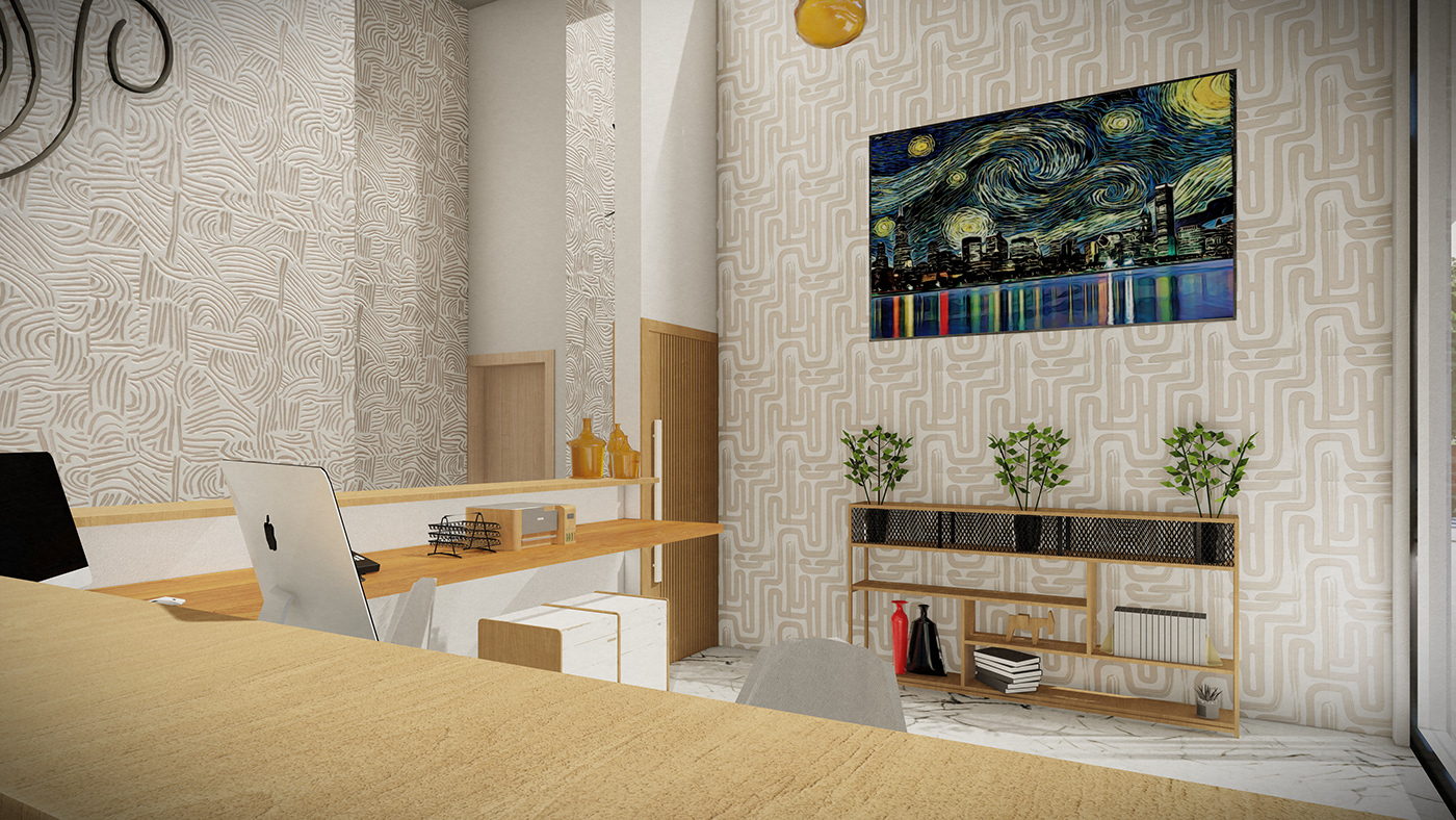 3D architecture archviz decor interior design  interiordesign modern reception Render visualization