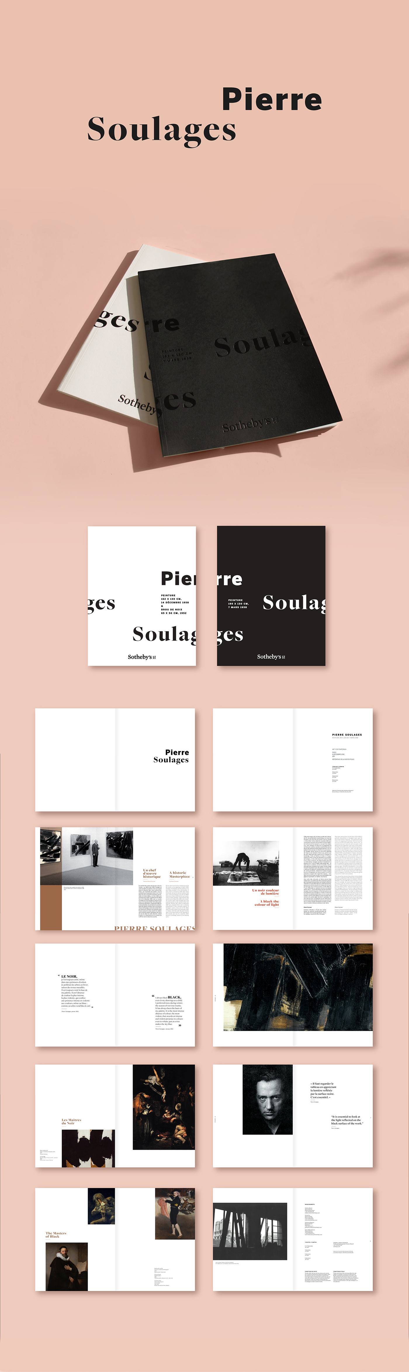 Layout black Soulages sothebys graphic design  editorial design  print edition art complementary