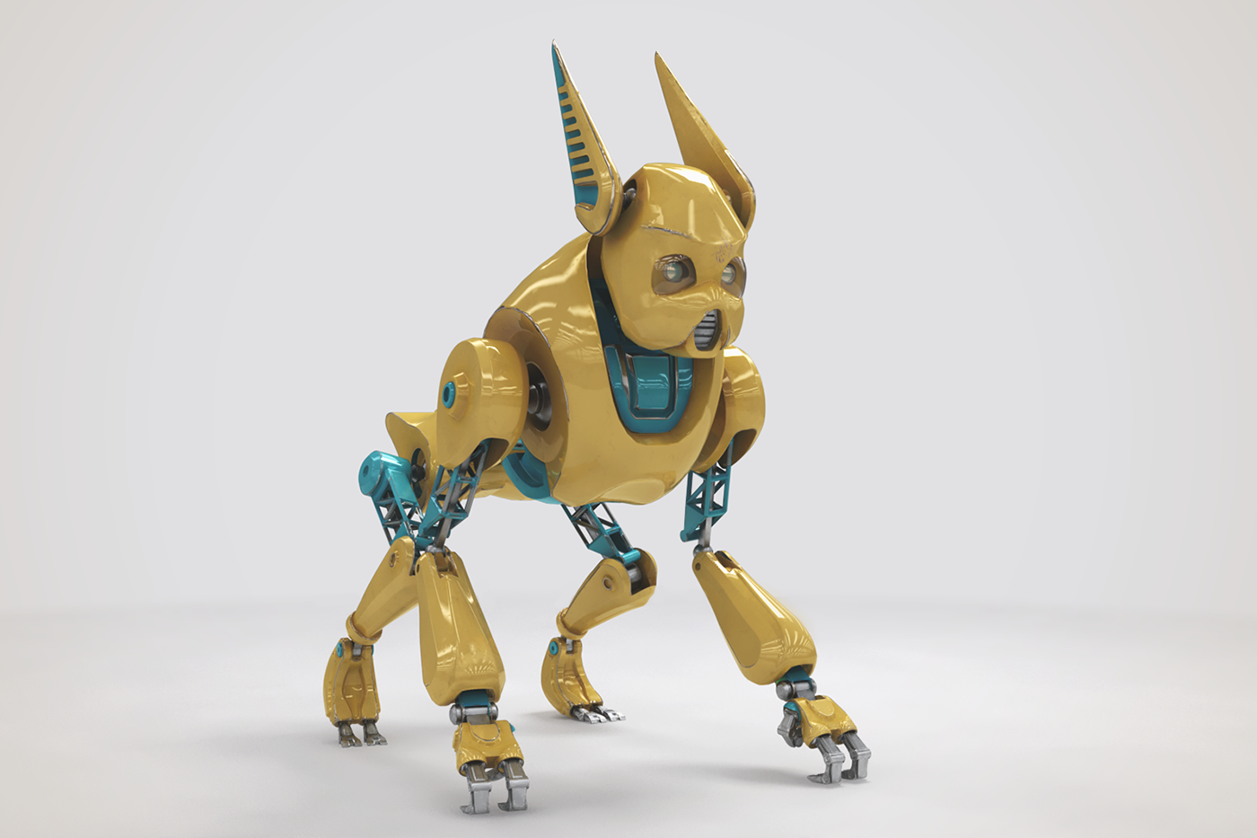 robot 3D animation  yellow subtance painter