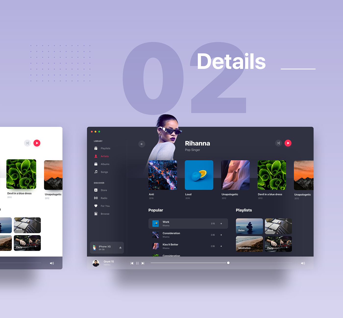 apple mac ios UI kit dark mobile music design future
