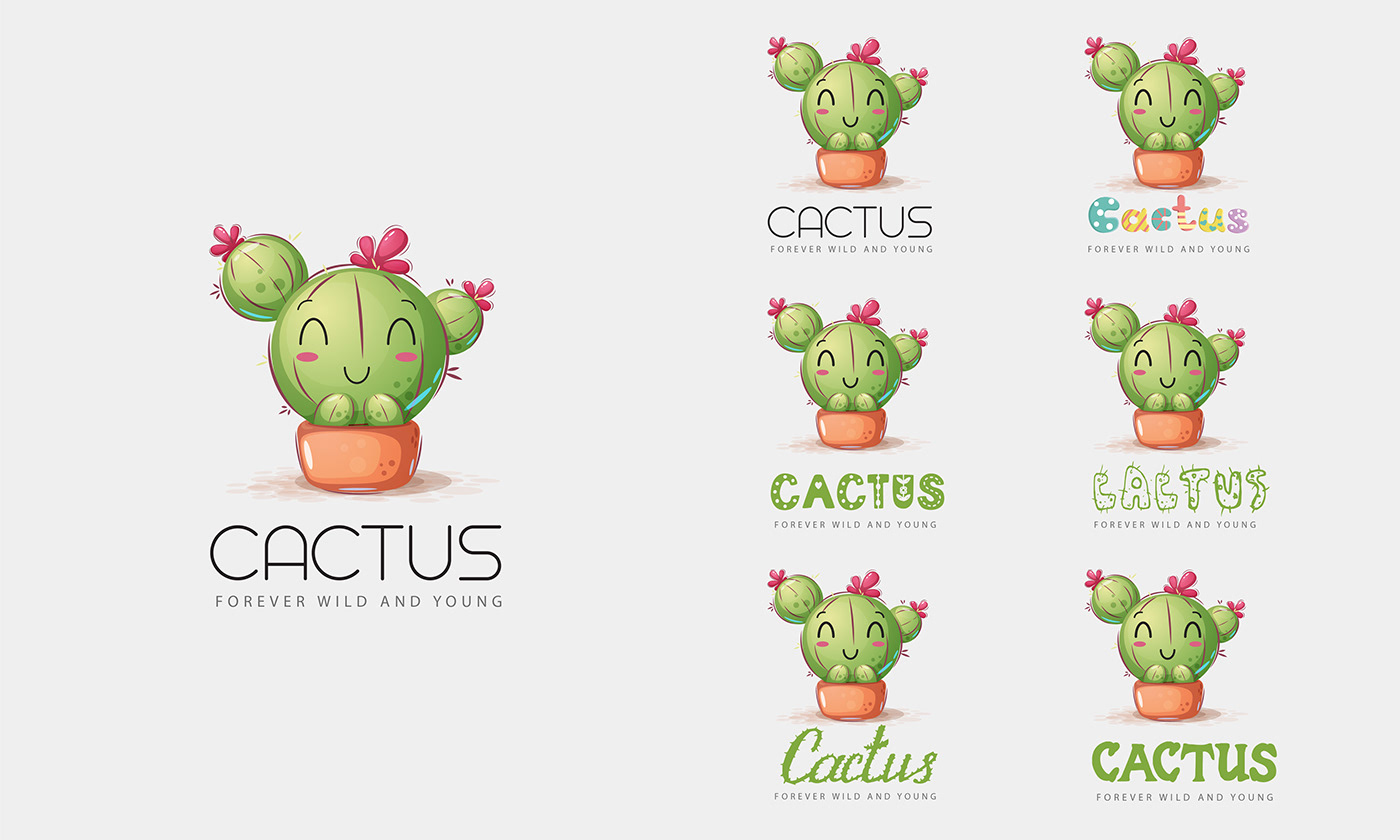 cactus children clothes design graphic Icon ILLUSTRATION  kids logo shop