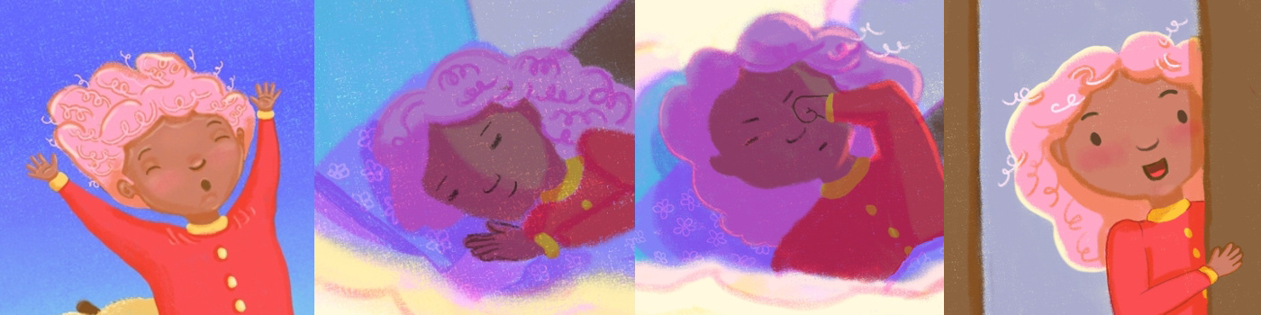 ILLUSTRATION  children's book children illustration girls kidlit dream fantasy stars clouds lamb