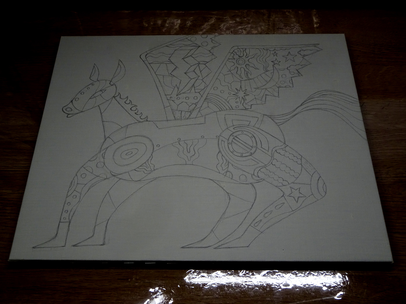 pegasus horse fantasy ILLUSTRATION  robot Character design  cartoon Drawing  artwork acrylic