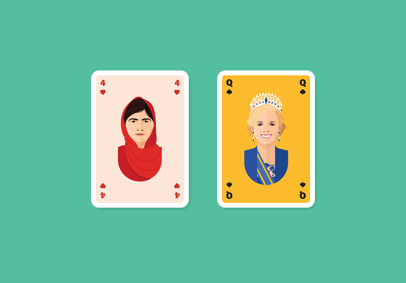 Coolclub refreshh illustrations cards cardgame women famous design deck hearts diamonds clubs spades wonderland