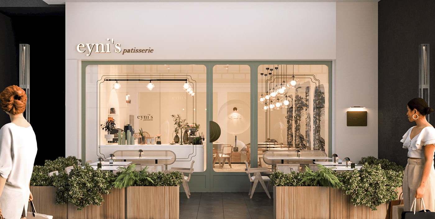 cafedesign   visualization Render 3D interior design  garden cafe cafe branding restaurant