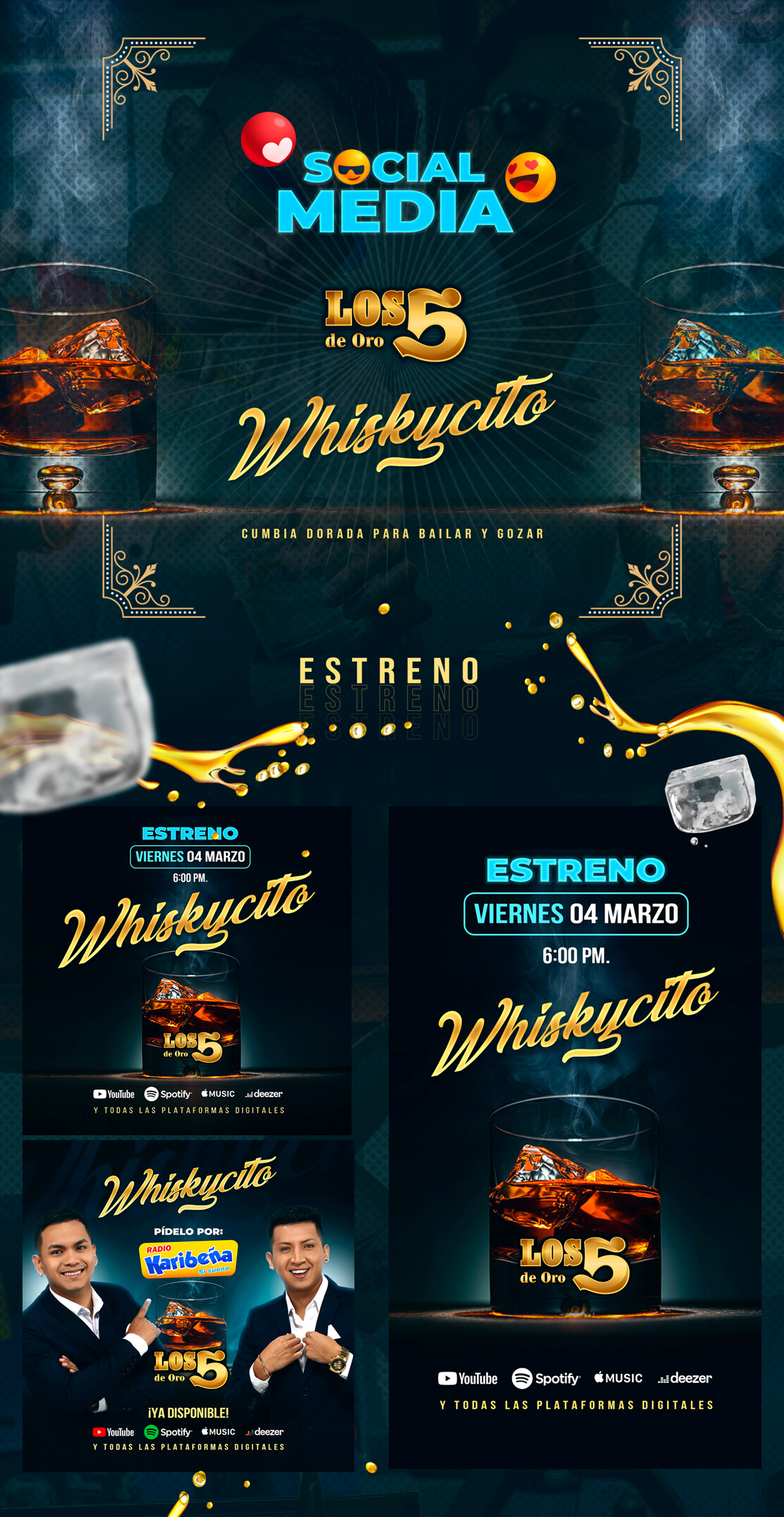 cumbia cumbia peruana diseño graphics Los 5 de Oro marketing   publicidad social media video whysky