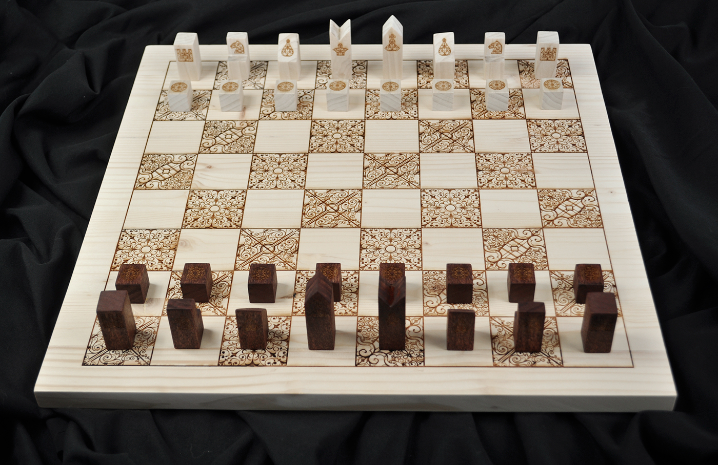 chess laser engraving wood