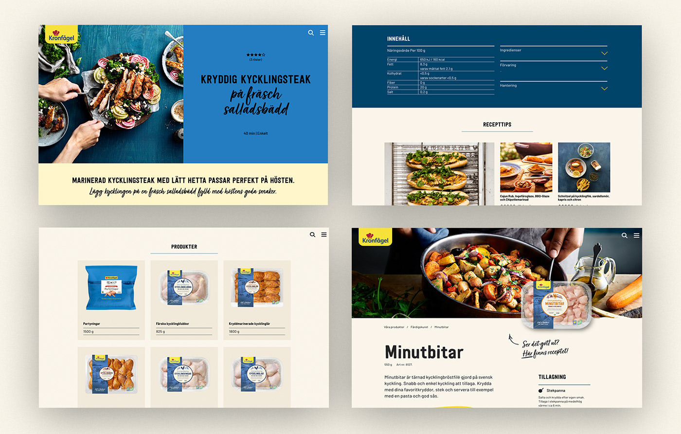 digital Food  Kronfågel mobile recipes sunnyatsea UI ux Web
